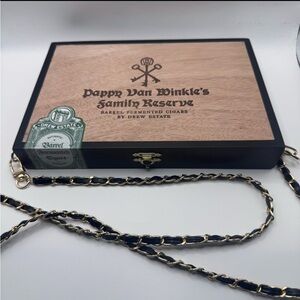 Women’s Handmade Purse made from wooden Cigar Box, Black/Gold, Pappy Van Winkle